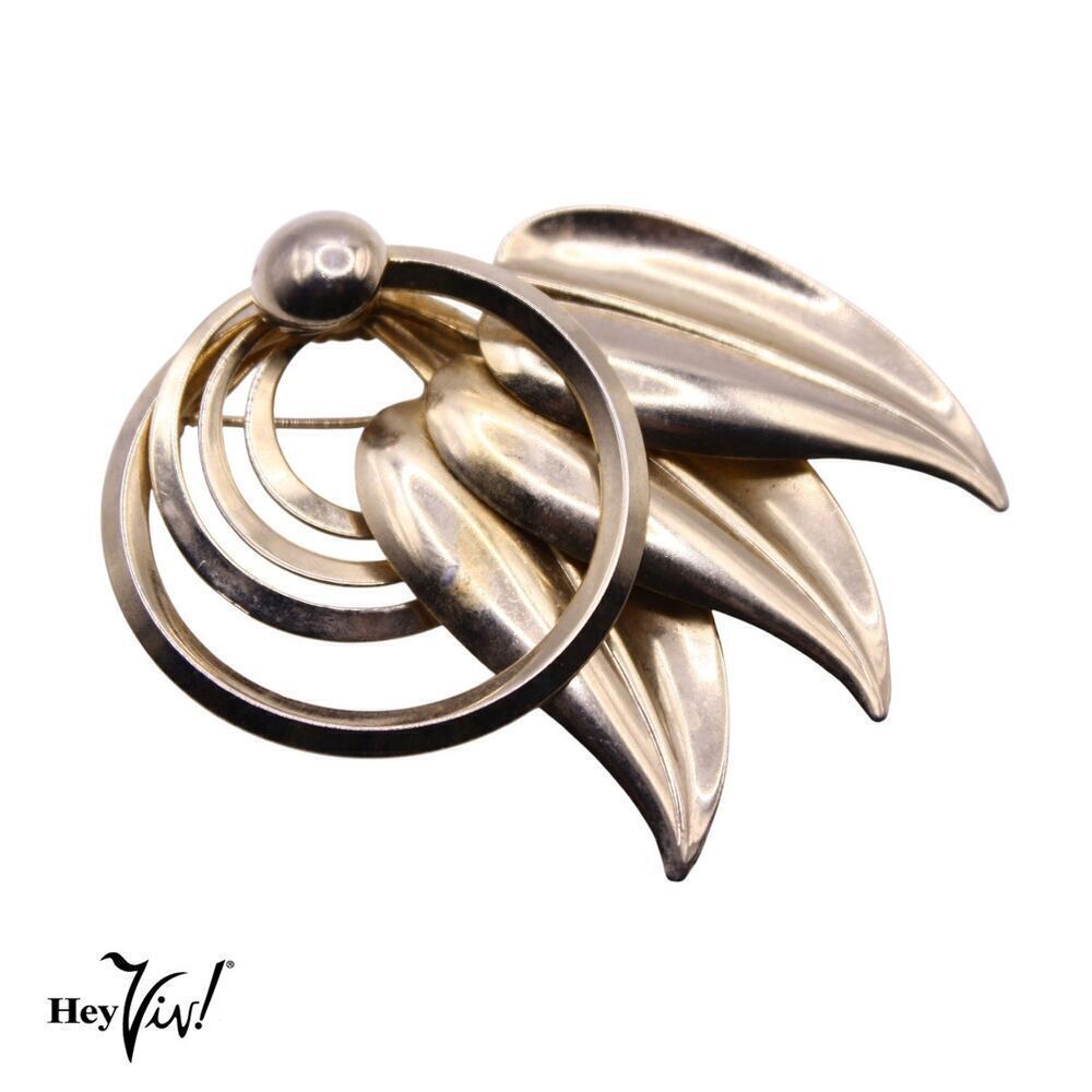 Vintage Coro Leaf Pin Classic Design Graceful Curves Gold Metal 2.5" - Hey Viv
